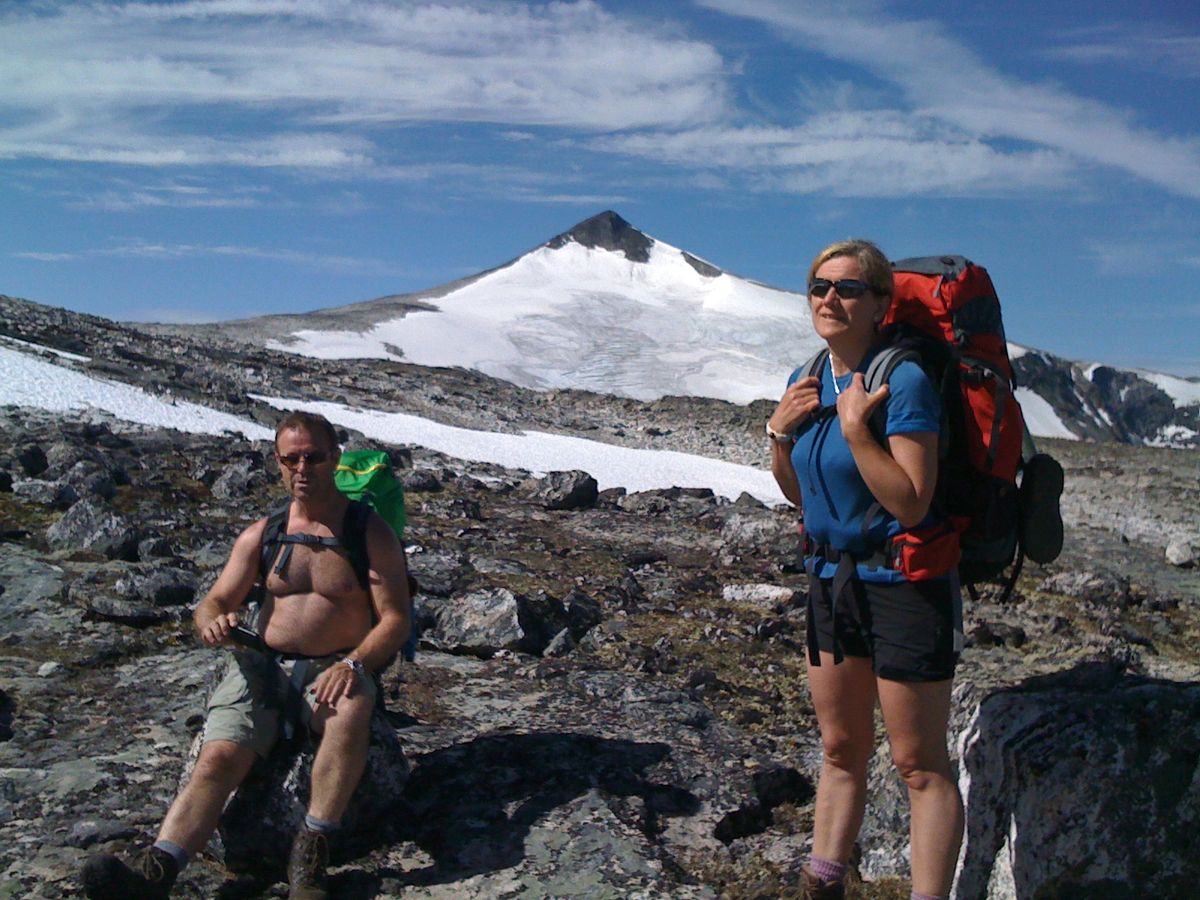 Utsikt mot Karitind med breen i forkant.