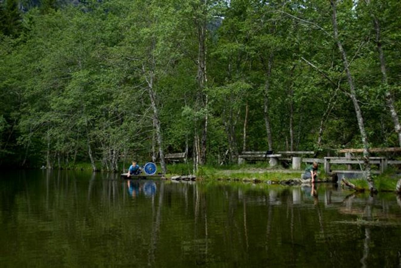 Leik ved fiskedammen i Isterdalen